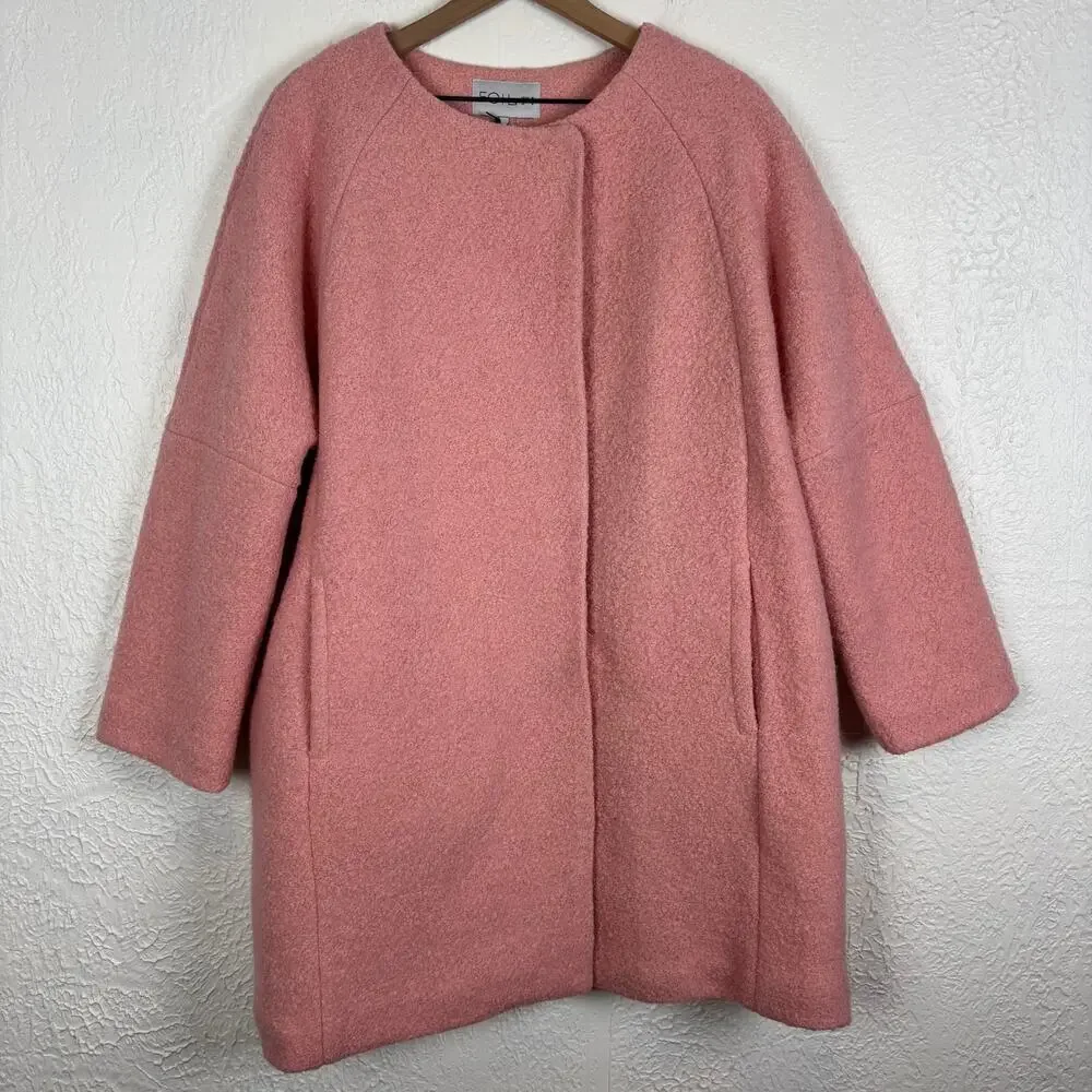 FOIL Senseo One For The Senses Wool Blend Boucle Coat Winter Peach NWT Size 12